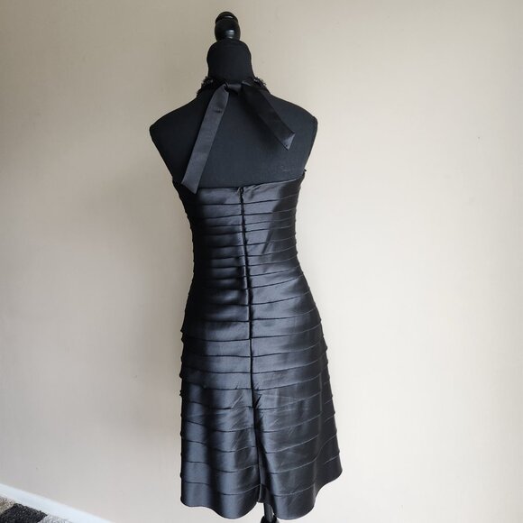 BCBGMaxAzria Black Halter Beaded Bandage Cocktail Dress Size 6 - Picture 4 of 9